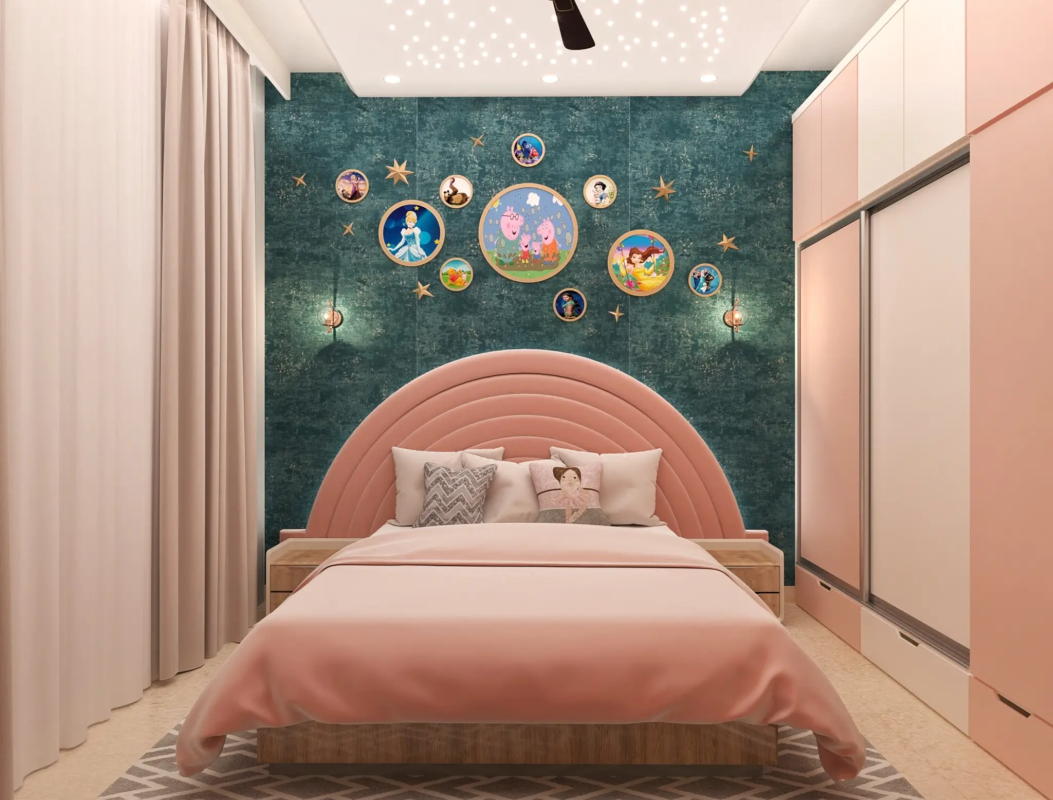 Kids bedroom with playful wall décor