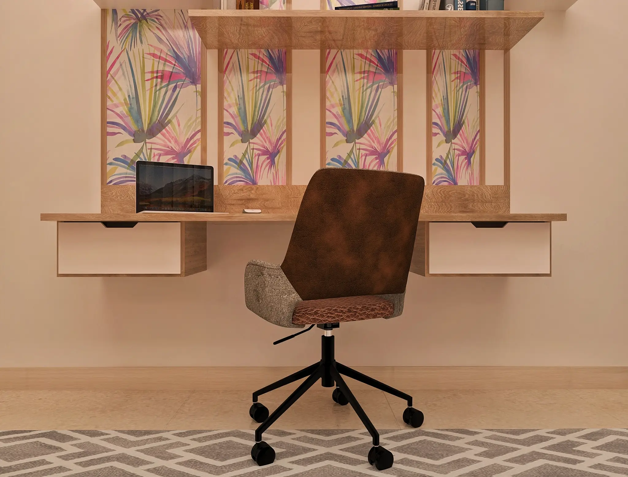 Wooden study table with simple finish