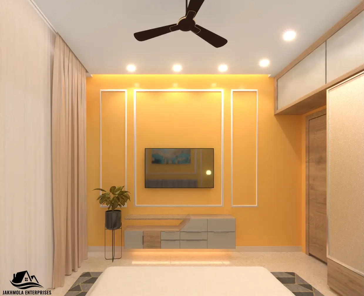 Minimal TV unit with clean finish