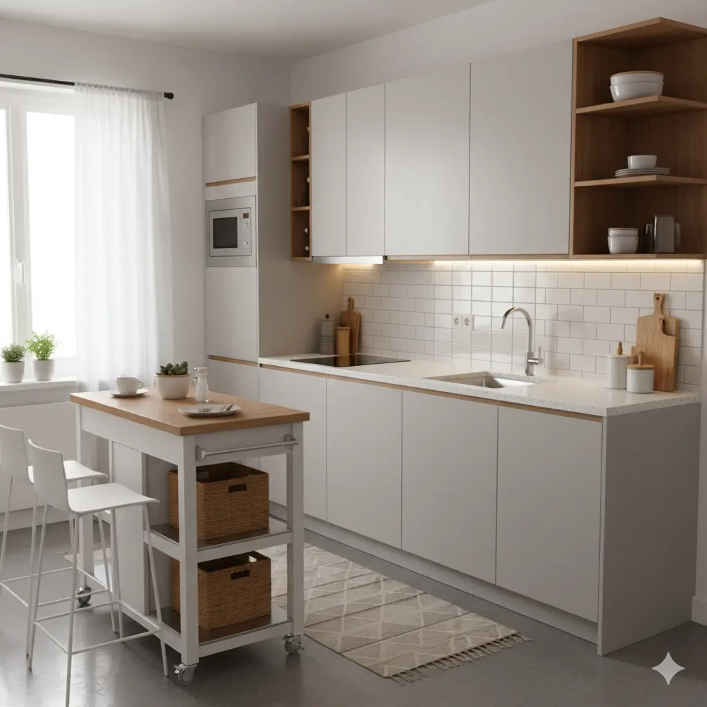 Small kitchen design by Bhumim interior designer, crafted to optimize limited space with smart storage and efficient layout solutions.