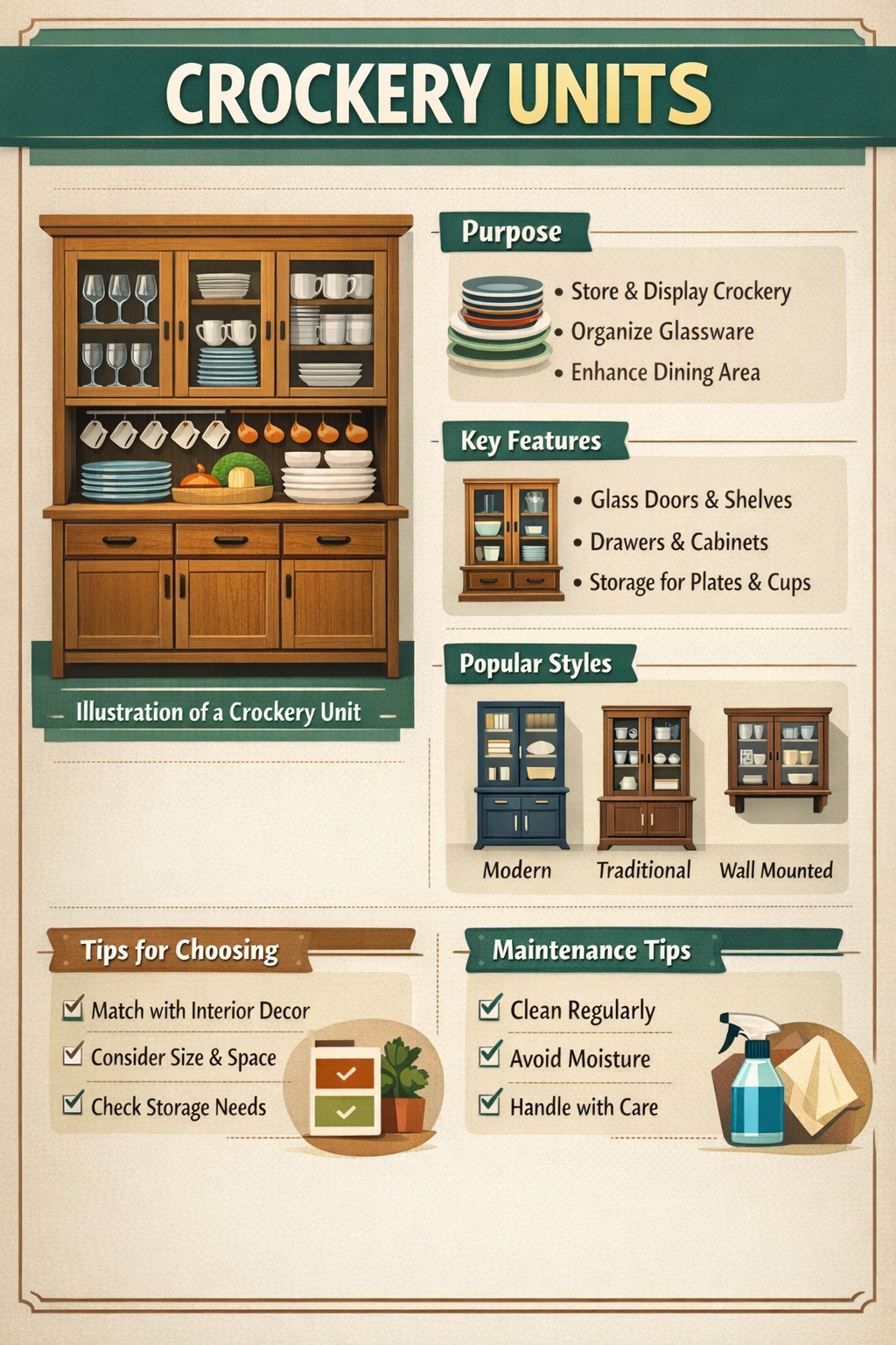 Modern crockery unit with smart storage