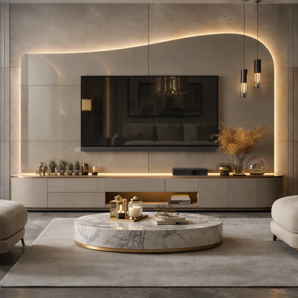 Stylish TV unit with shelves and storage