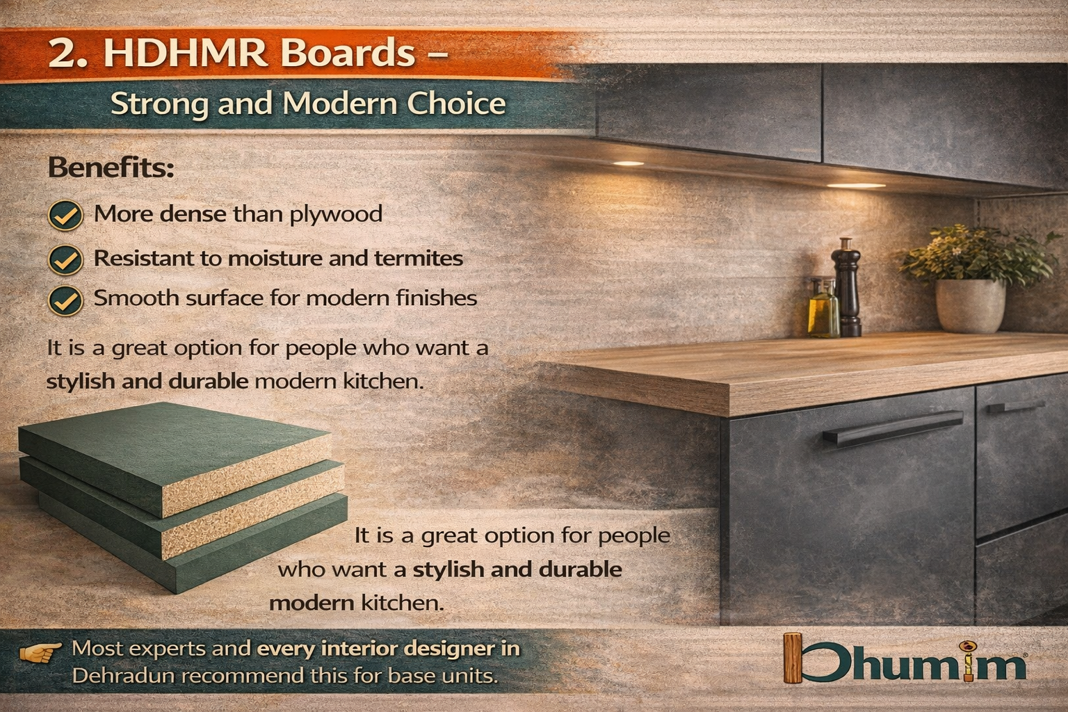 HDHMR boards in modern kitchen design