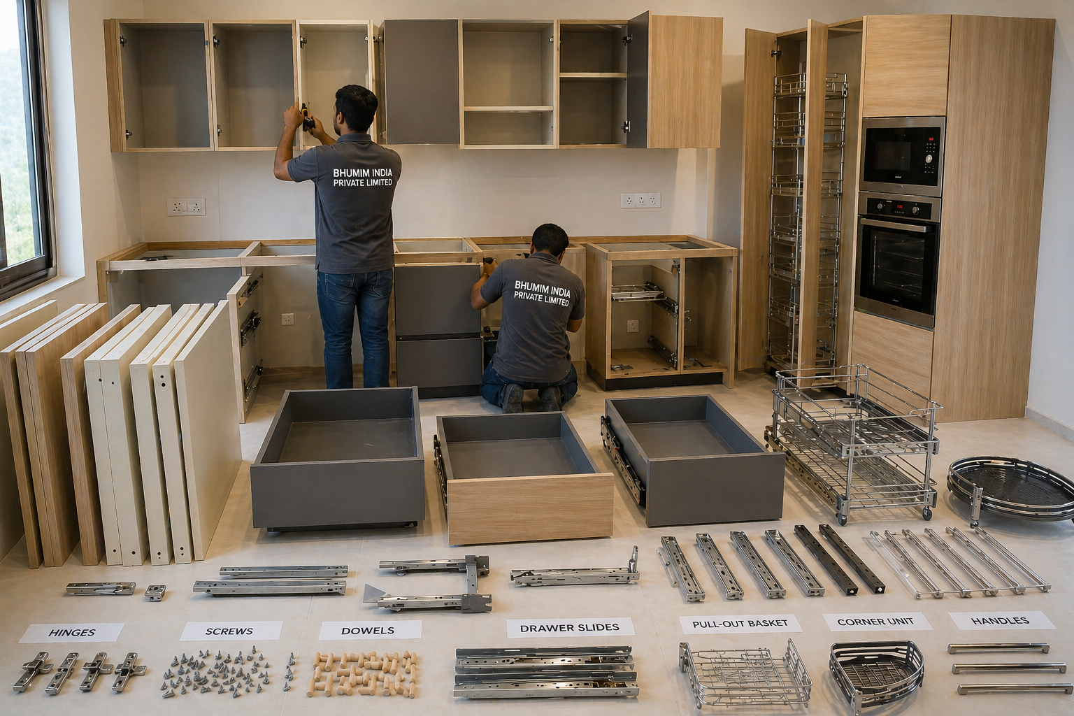 Kitchen assembly in progress