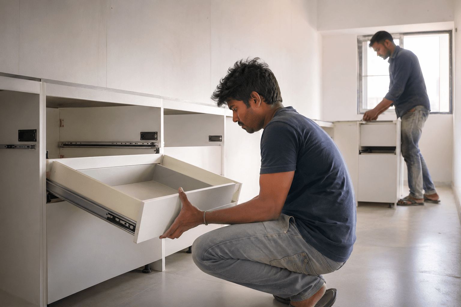 Modern modular kitchen with warm-toned cabinets-Bhumim Dehradun