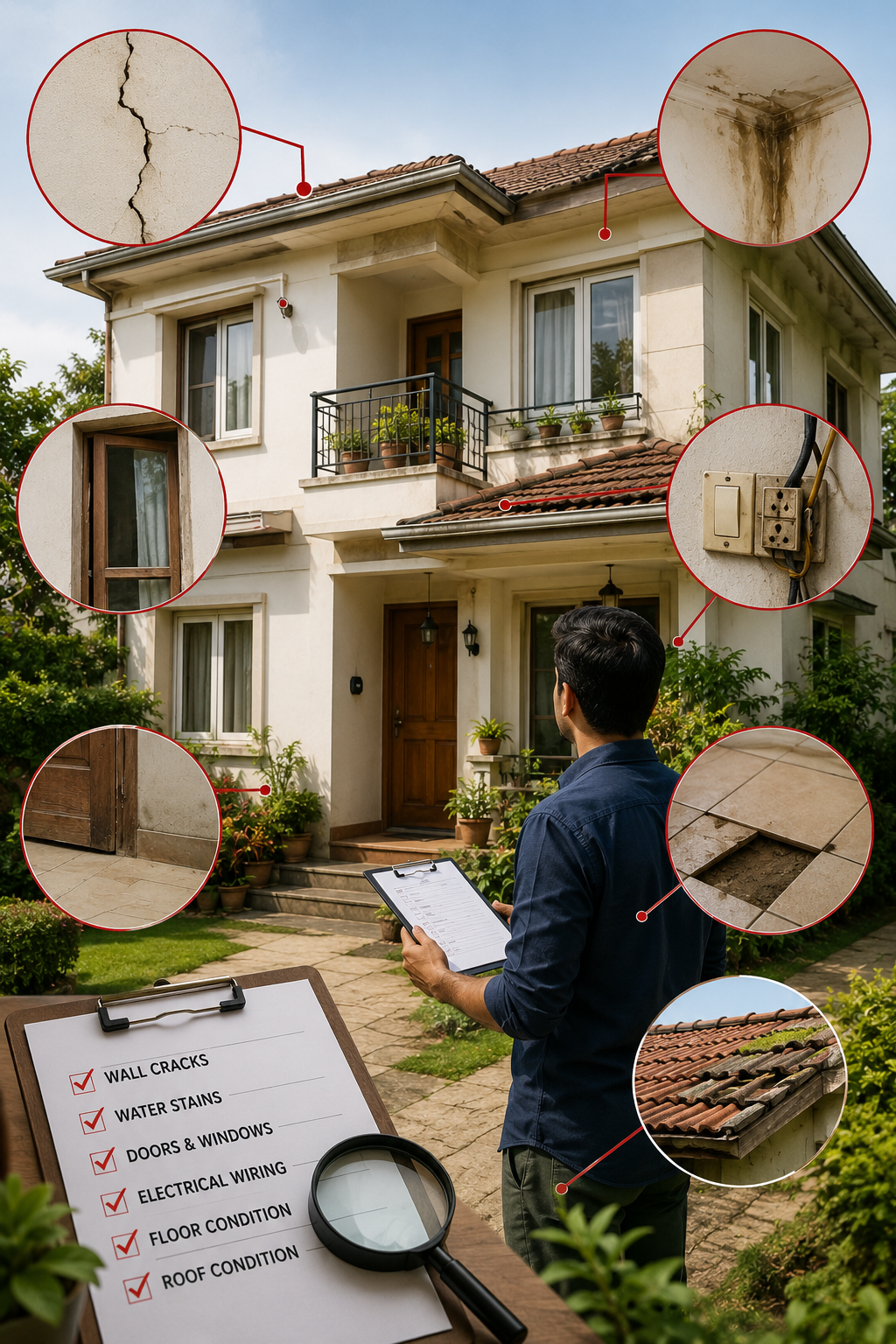 Home inspection checklist with trouble spots