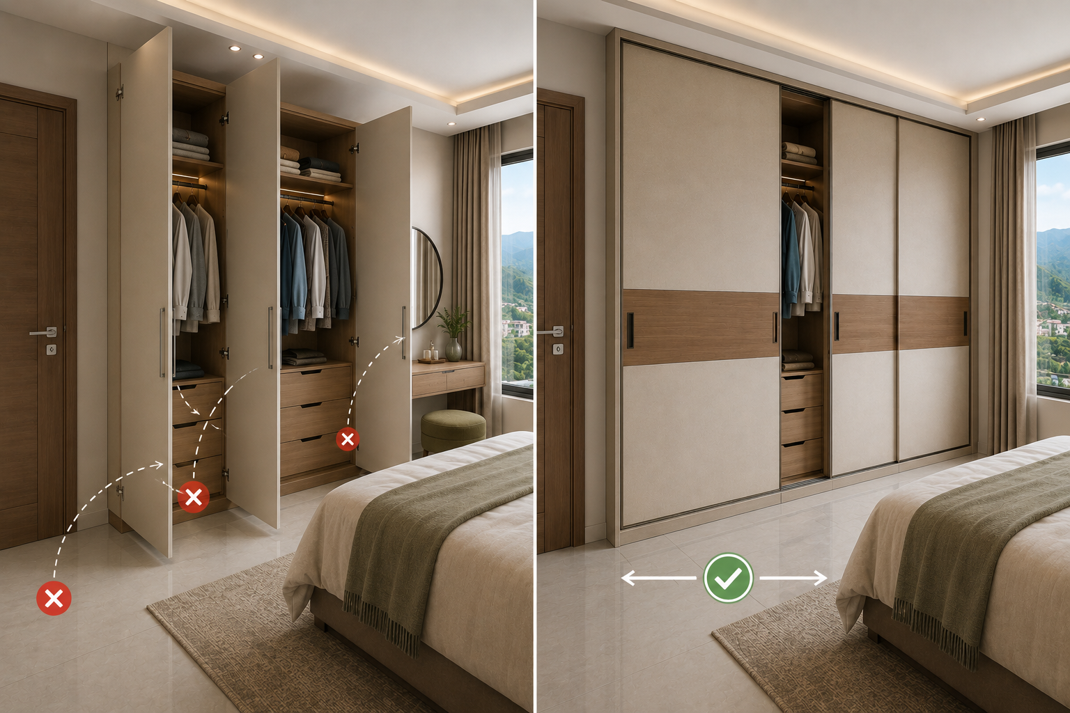 Wardrobe comparison- hinged vs sliding solutions