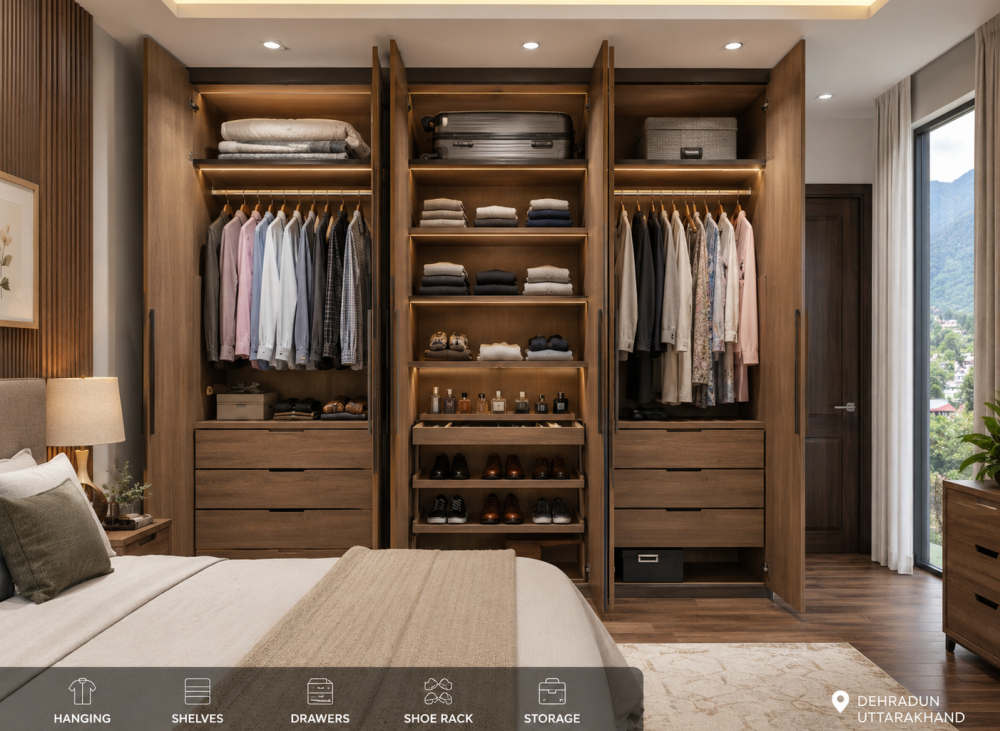 bedroom wardrobe storage ideas for master bedroom in Dehradun