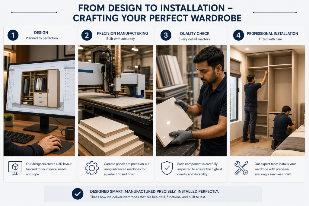 Bhumim wardrobe manufacturing and installation process-Dehradun, Noida, Ghaziabad