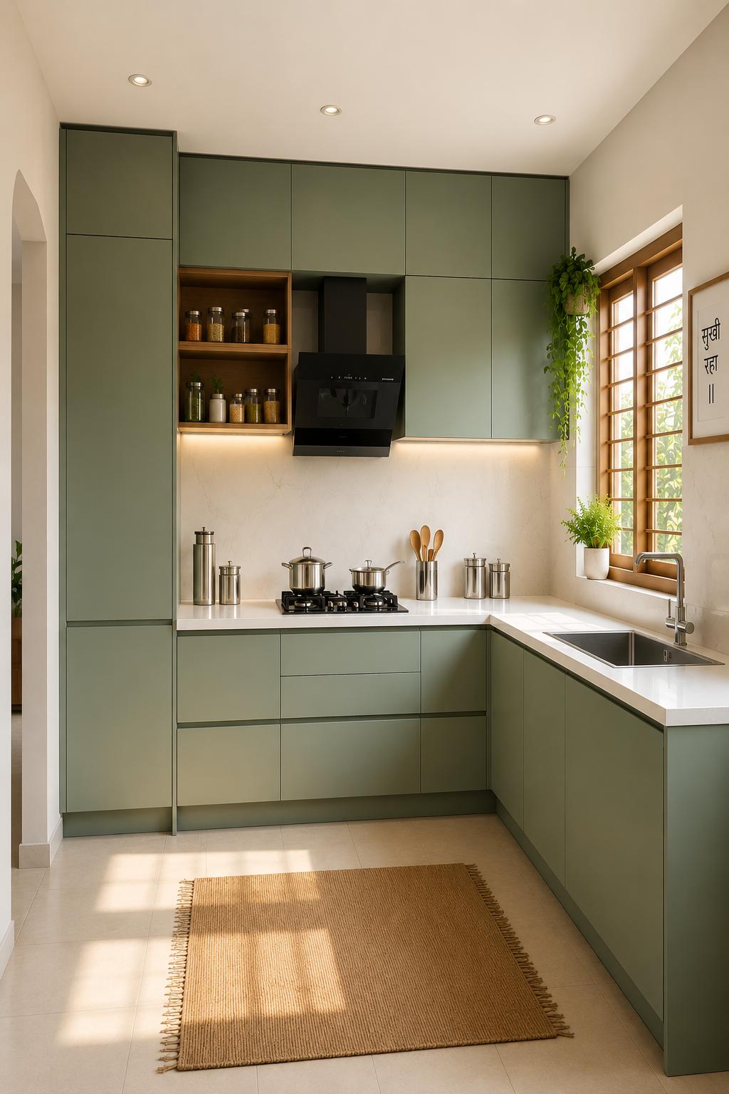Latest modular kitchen design with matte finish cabinets and smart storage for Indian home