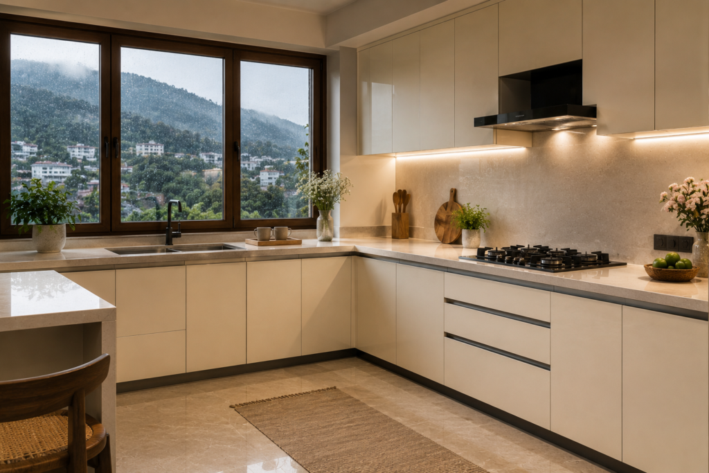 cabinet installation in a hill-facing