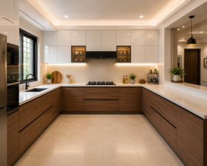 u shaped modular kitchen design