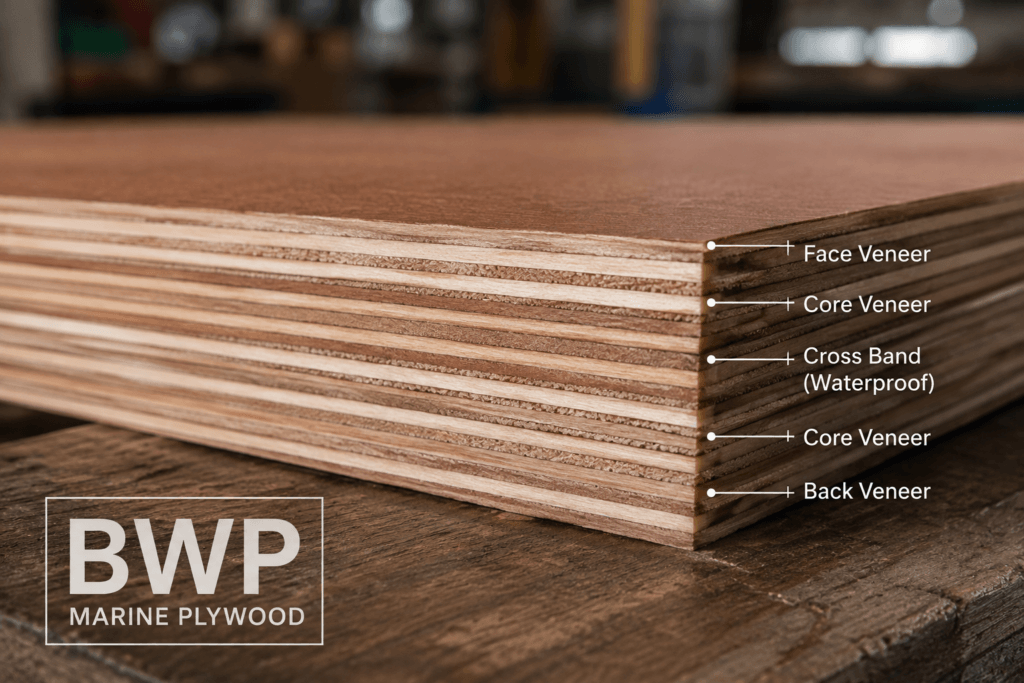 Close-up of IS 710 BWP plywood
