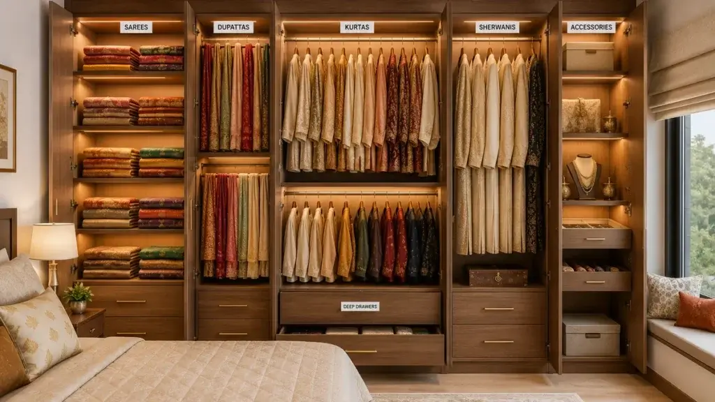 festive wardrobe organization